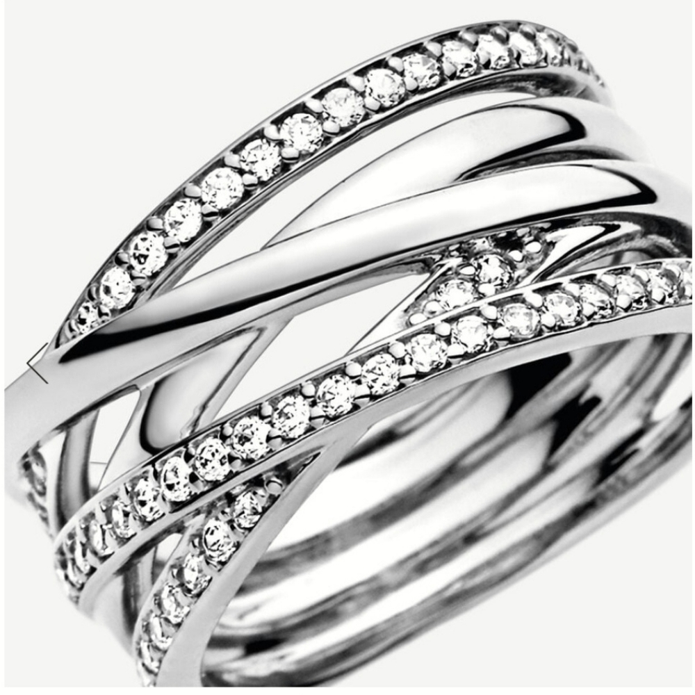 BRAND NEW Pandora ring " Sparkling published lines " size 7 - Picture 1 of 15